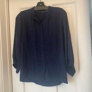 Alice & Olivia navy silk blouse